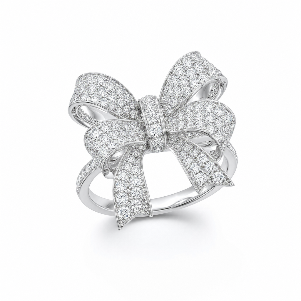 diamond bow cocktail ring editorial product image