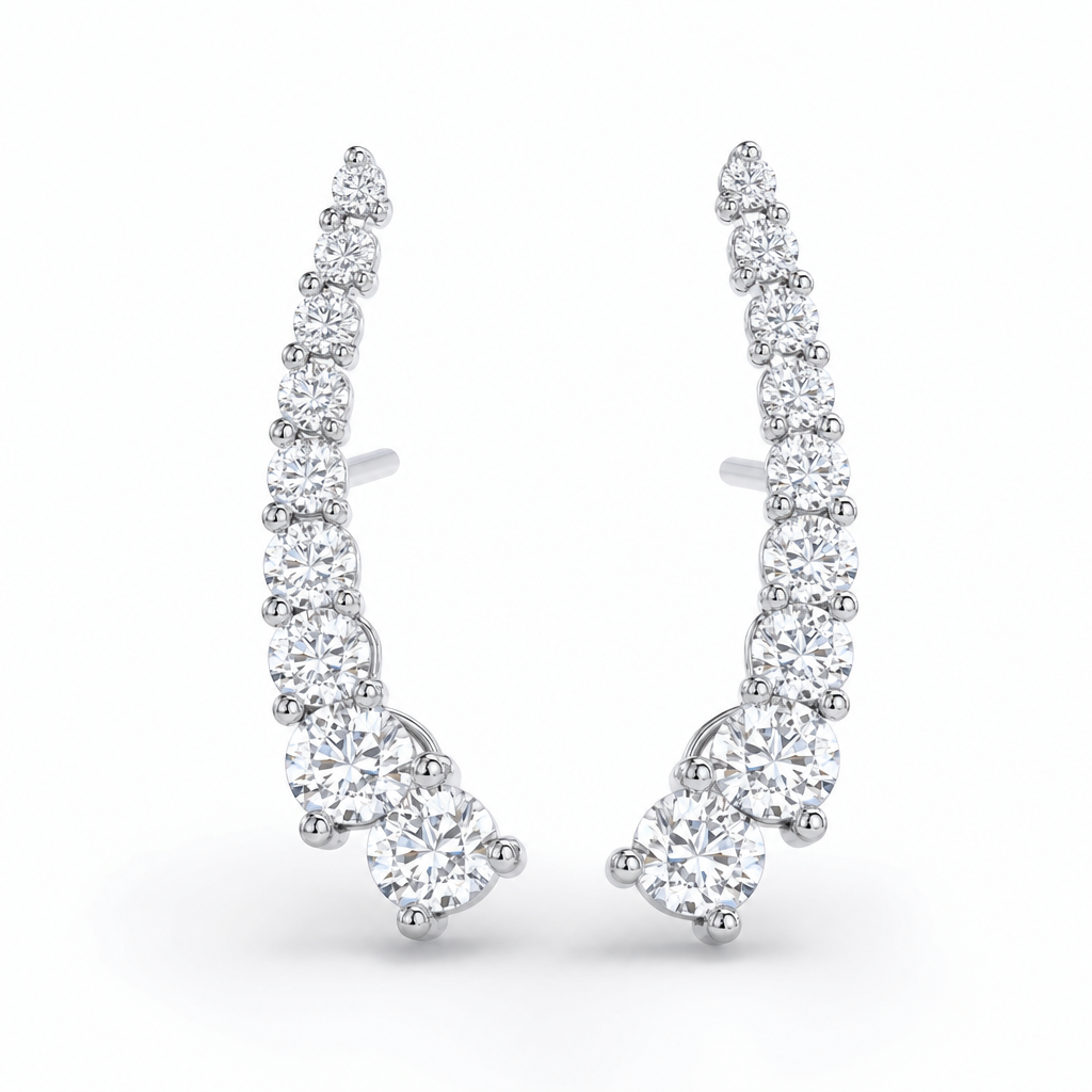diamond climber earrings editorial product image