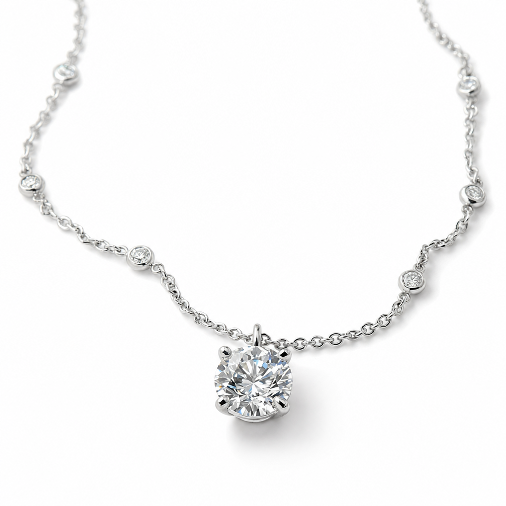 diamond solitaire pendant editorial product image