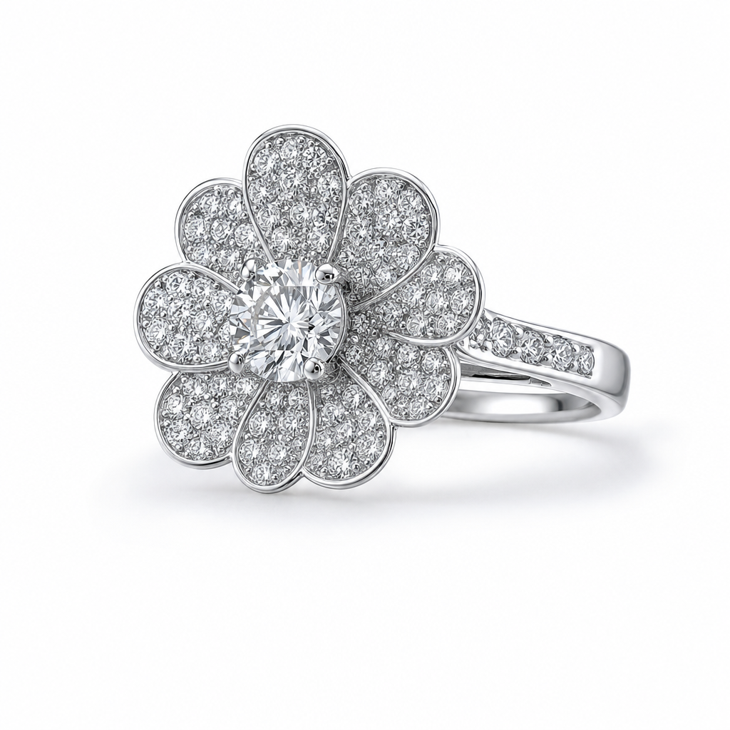 floral diamond cluster editorial product image