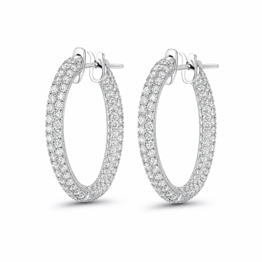 pavé diamond hoops medium editorial product image